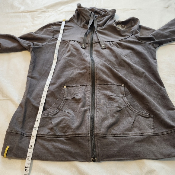 Lole Size Large Gray Hooded Zip-Up Jacket with Embroidery - Picture 4 of 6